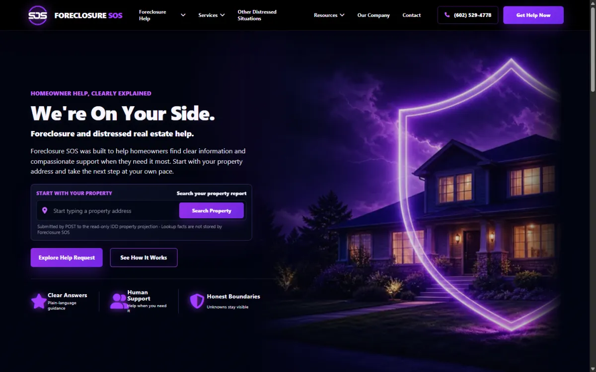 Homepage preview of Foreclosure SOS